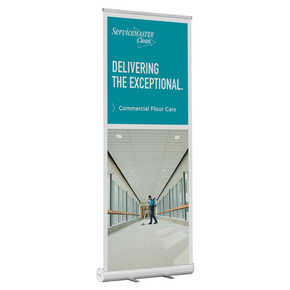 Clean Banner Stand - "Delivering the Exceptional"