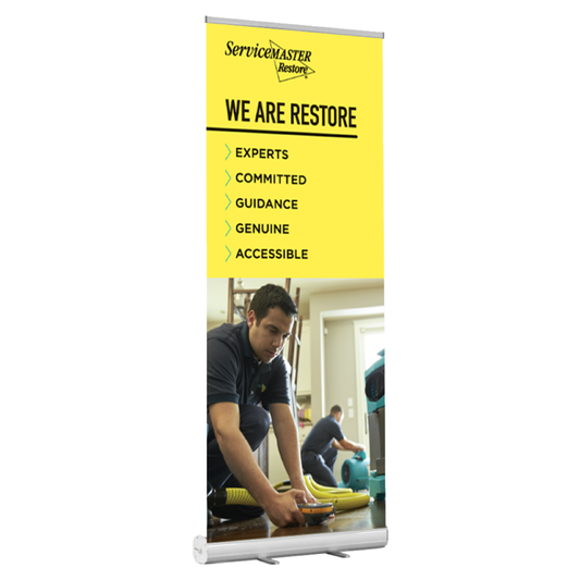 Restore Banner Stand - "We Are Restore" Yellow Version