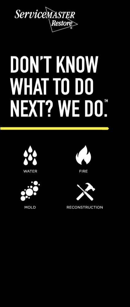 Restore Banner Stand - "Don't Know What To Do Next? We Do." Icons