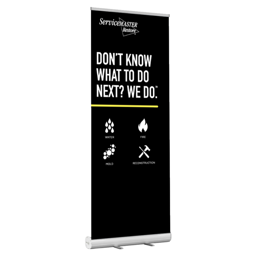 Restore Banner Stand - "Don't Know What To Do Next? We Do." Icons