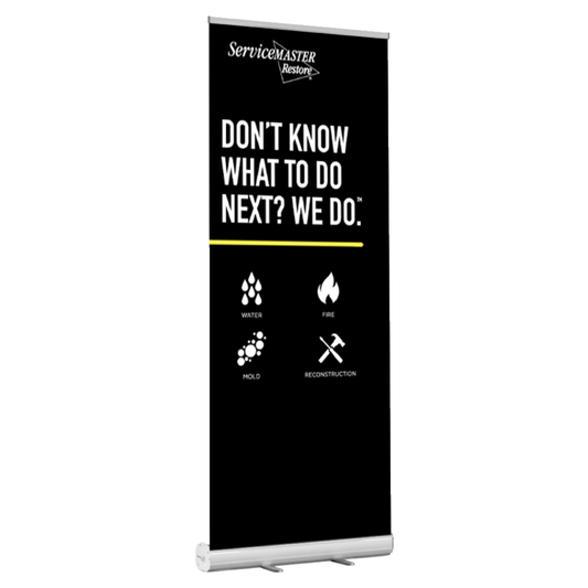 Restore Banner Stand - "Don't Know What To Do Next? We Do." Icons