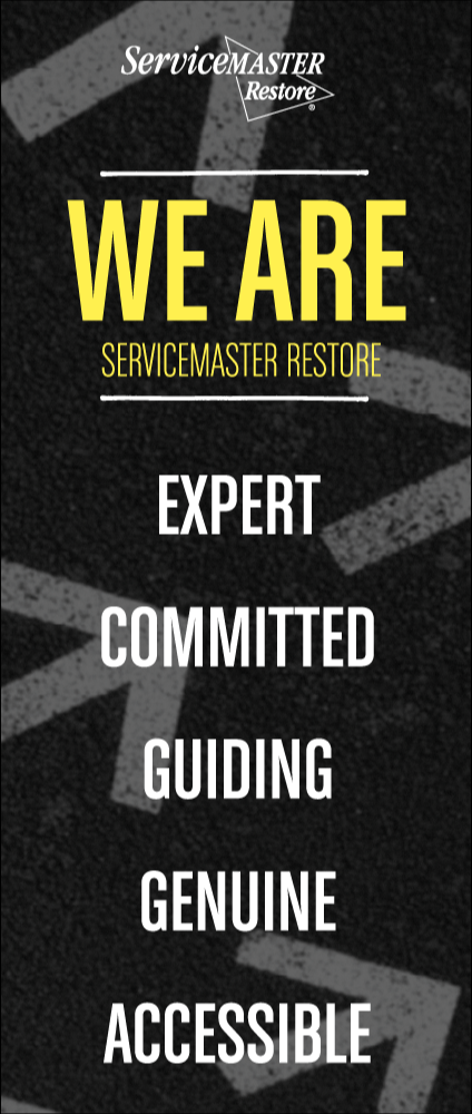 Restore Banner Stand - "We Are: Expert Committed Guiding Genuine Accessible"