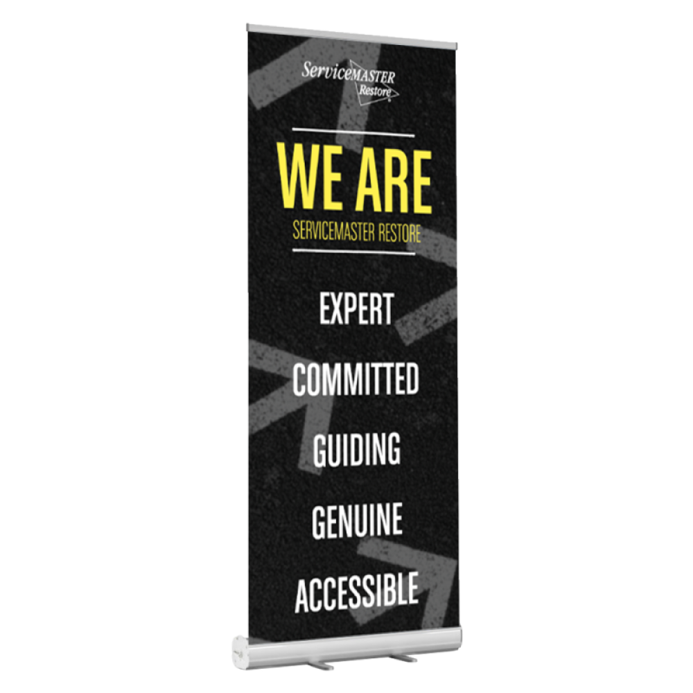 Restore Banner Stand - "We Are: Expert Committed Guiding Genuine Accessible"