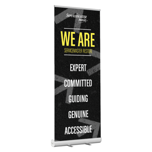Restore Banner Stand - "We Are: Expert Committed Guiding Genuine Accessible"