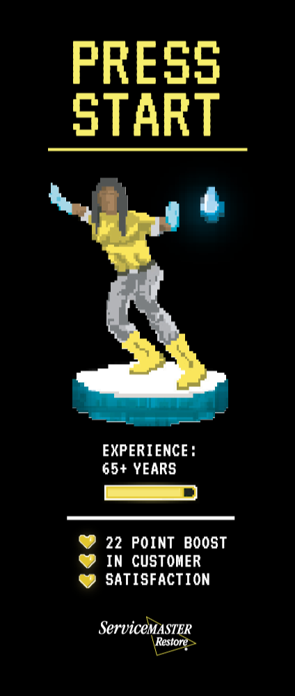Restore Retro Banner Stand - "Press Start - Water Champion"