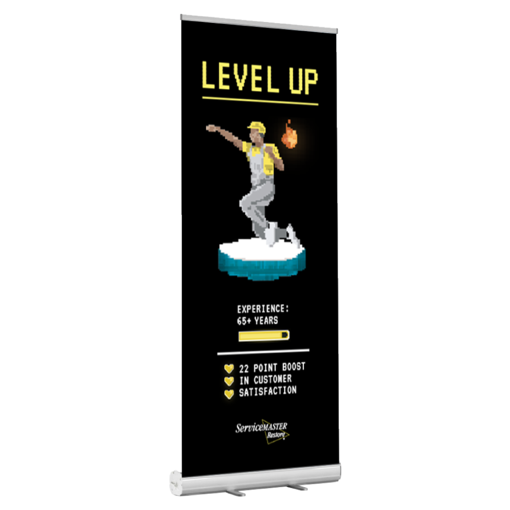 Restore Banner Stand - "Level Up - Fire Champion"