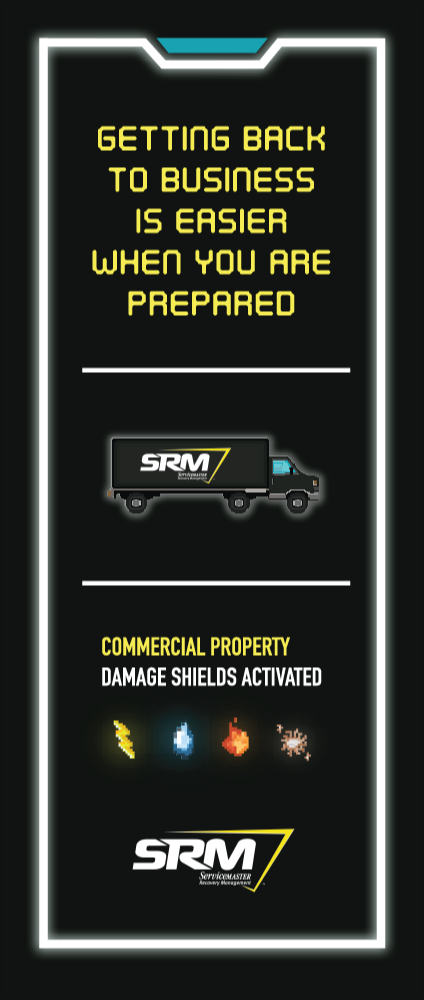 SRM Retro Banner Stand -  "Getting Back to Business is Easier When You Are Prepared"