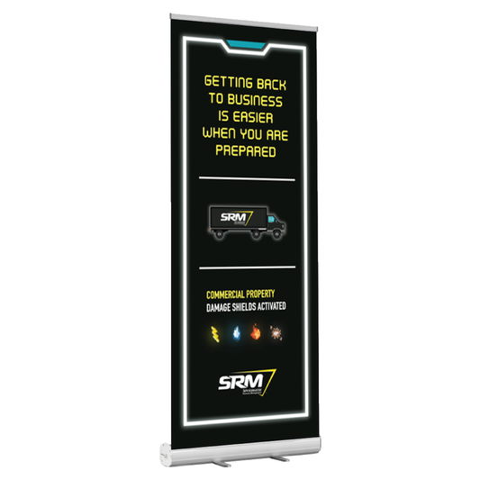 SRM Retro Banner Stand -  "Getting Back to Business is Easier When You Are Prepared"