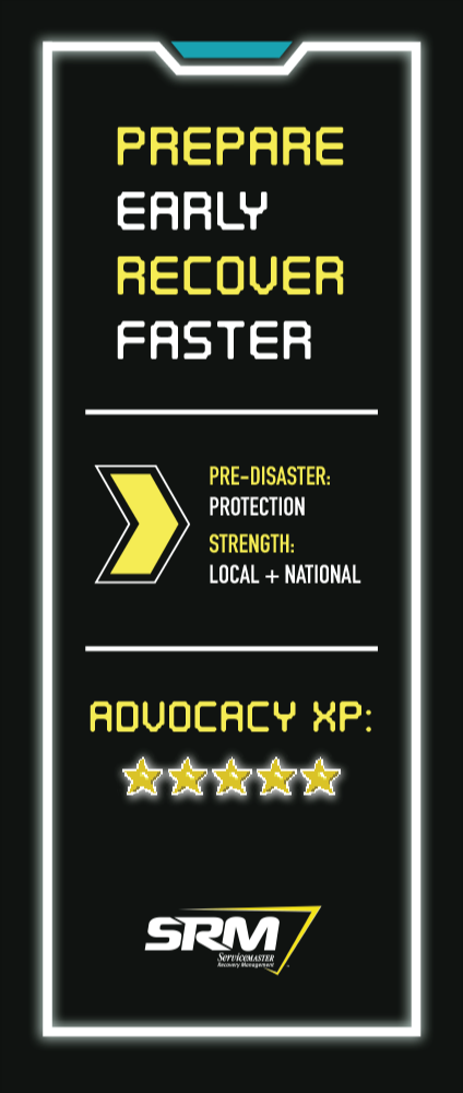 SRM Retro Banner Stand - "Prepare Early, Recover Faster"