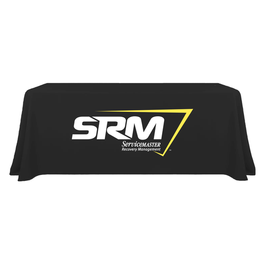 SRM 6ft Draped Table Throw - Black with Full Color Logo